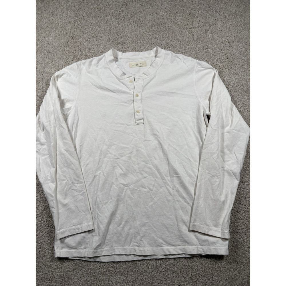 Imogene + Willie Men's Long Sleeve Henley Shirt White Off-White Size M